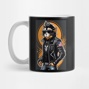 Chic cat rocks a jacket and glasses Mug